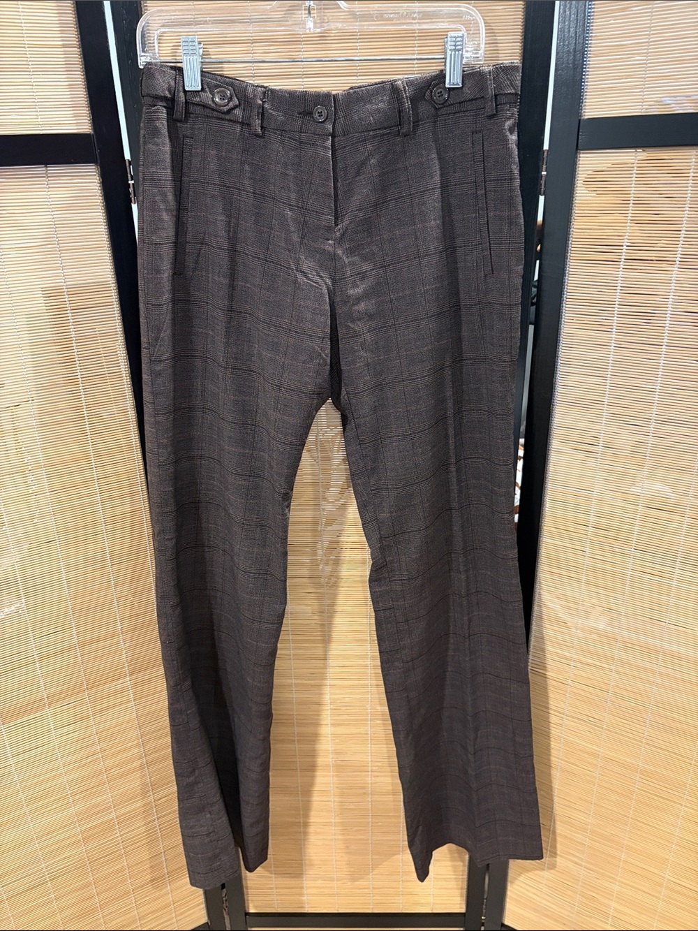 Classic Straight-Leg Plaid Trousers - Dark Brown